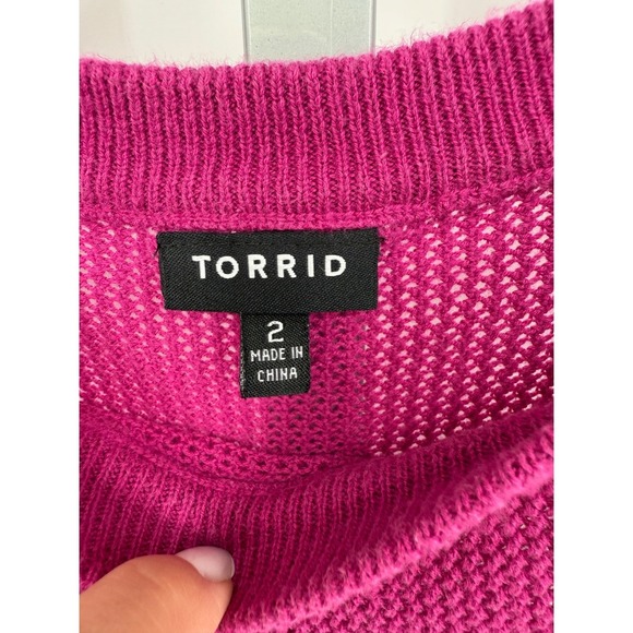 Torrid Knit Top Size 2 pink Short Sleeve Oversized Pullover Sweater - Picture 3 of 8